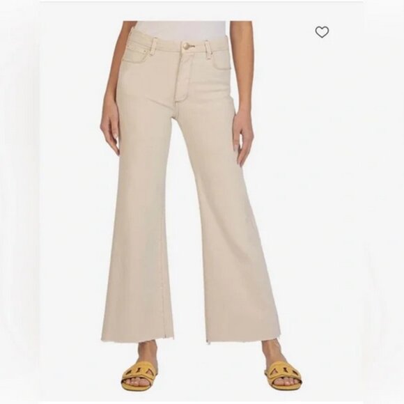 Kut from the Kloth High Rise Meg Fab Ab Wide Leg, Candle/Cream, Size 12 - Picture 1 of 8